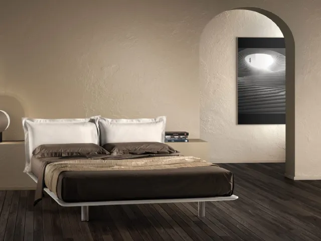 Bed with padded fabric headboard Deep by Bside