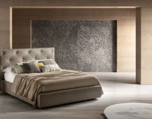 Fabric bed with quilted headboard and Diamond capitonné workmanship by Bside.