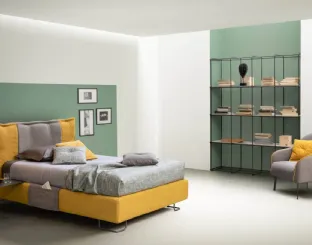 Fabric bed with a headboard in one and a half square Dress by Bside.