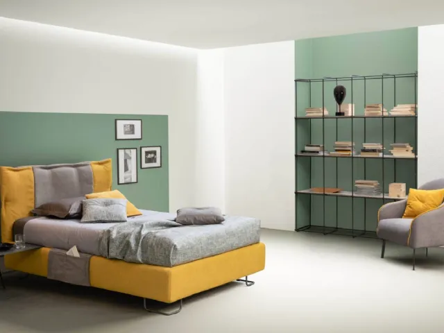 Fabric bed with a headboard in one and a half square Dress by Bside.
