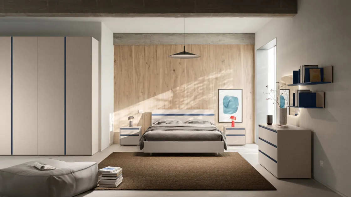 Bed with Elga Night 04 headboard by Orme.