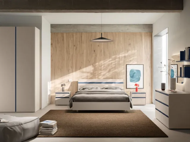 Bed with Elga Night 04 headboard by Orme.