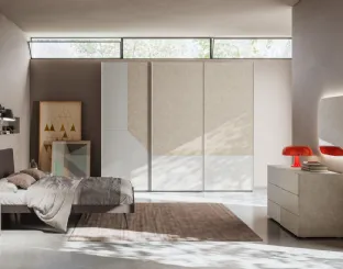 Exact Night 21 double bed upholstered in Orme fabric.