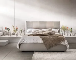 Fabric quilted bed with Essential headboard by Bside.