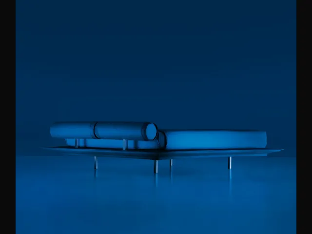 Bed with rolled headboard and rear feet so that they are invisible Flamingo by Noctis
