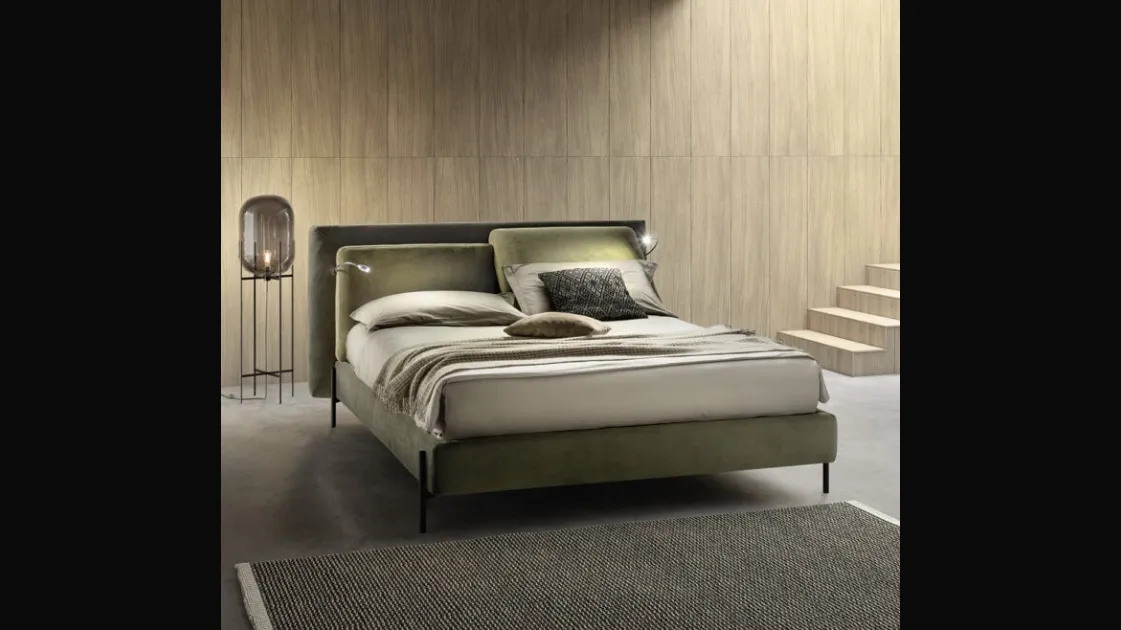 Relax bed in padded fabric with adjustable headboard Flux by Bside.