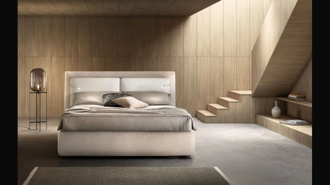 Relax bed in padded fabric with adjustable headboard Flux by Bside