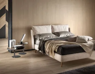 Modern upholstered bed with Fun Double headboard by Bside.