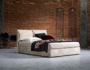 Upholstered fabric bed with storage box and Gabbana headboard by Veneran.