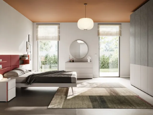 Double bed Giako Basic 14 with fabric headboard by Orme