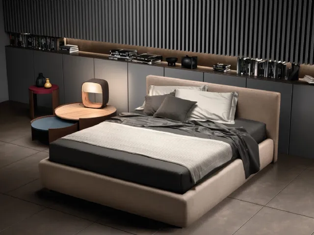 Fabric bed with removable cover and Happy headboard by Bside.