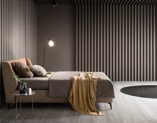 Queen size bed frame in fabric with Hug headboard by Bside.