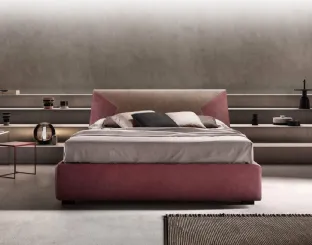 Upholstered fabric bed with JS headboard by Bside.