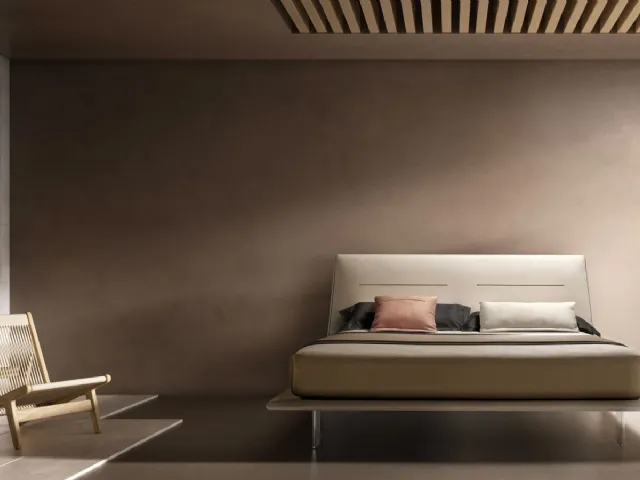 Double bed in eco-leather with JT headboard by Bside.