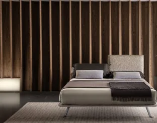 Upholstered fabric bed with adjustable headboard Just by Bside.