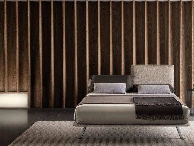 Upholstered fabric bed with adjustable headboard Just by Bside.