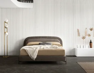 Double bed with rounded edge headboard 