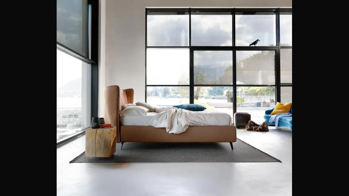 Faux leather bed with curved headboard Leonte by Noctis