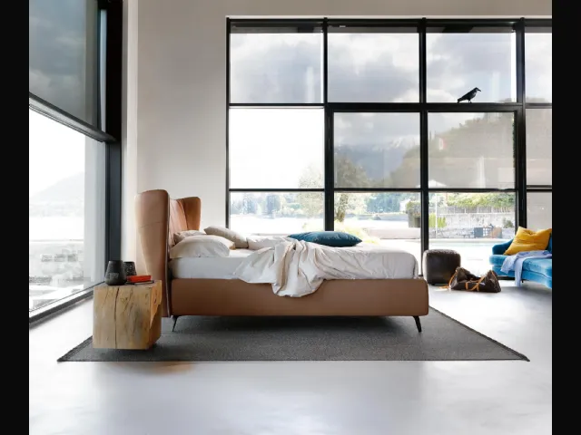 Faux leather bed with curved headboard Leonte by Noctis