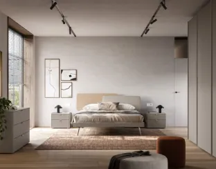 Double bed Loli Night 18 in upholstered fabric and textured Arena by Orme.