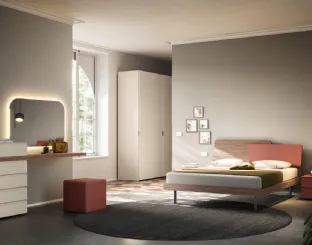 Double bed Loli Night 19 in textured Walnut and Brick by Orme.