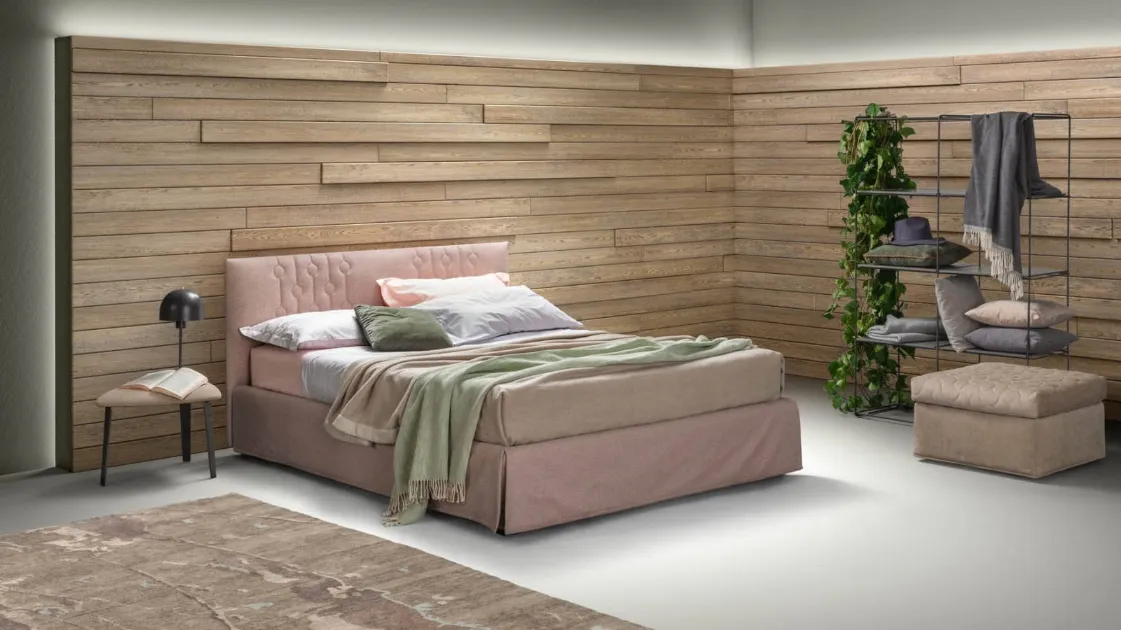 Modern fabric bed with Loop headboard by Bside.