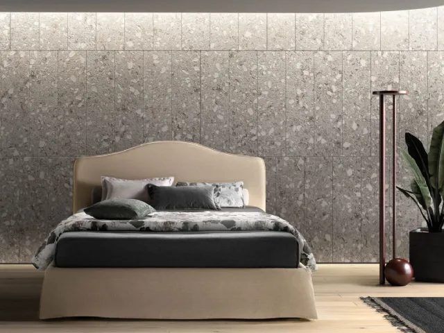 Double bed in fabric with sculpted headboard Lovely by Bside