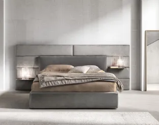 Upholstered fabric bed with Match Programm headboard by Bside.