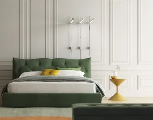 Fabric bed with quilted Meneo design and storage container by Biba Salotti.