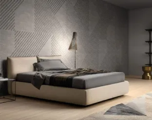 Upholstered fabric bed with modern mattress-like finish by Bside.