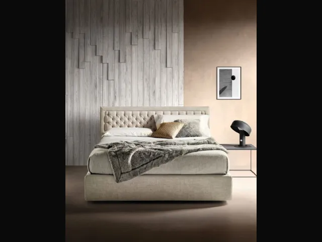 Fabric bed with quilted headboard Nest by Bside