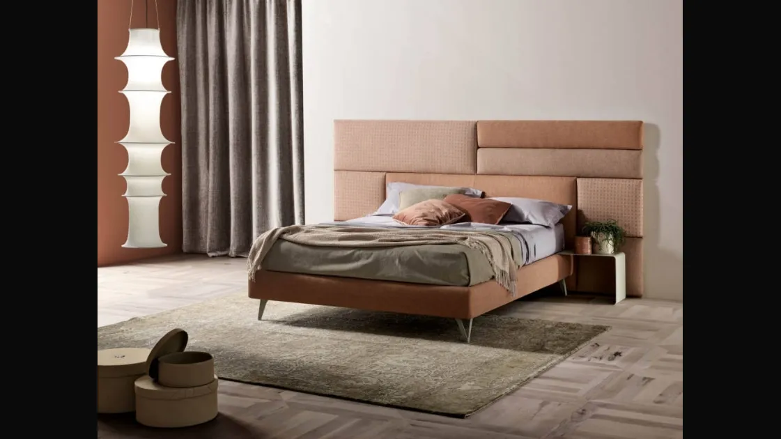Bed with fabric headboard in Wall panels by Bside