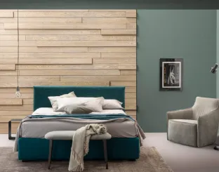 Double bed in fabric with Plain headboard by Bside.