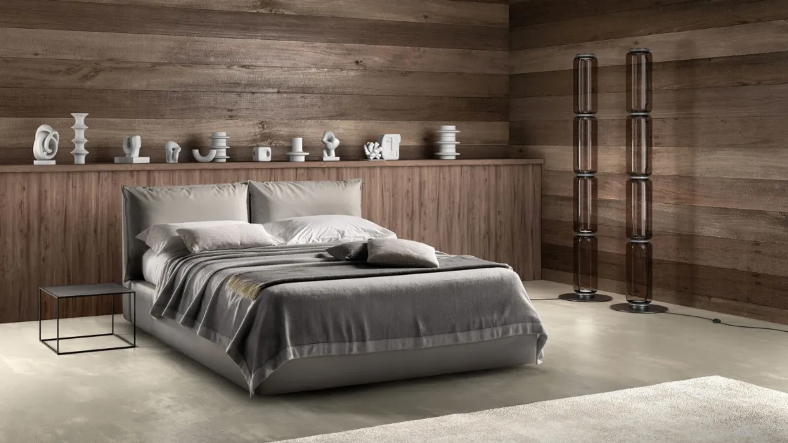 Upholstered fabric bed with adjustable headboard Quiet by Bside.