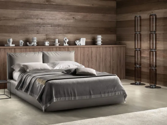 Upholstered fabric bed with adjustable headboard Quiet by Bside.