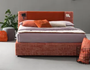 Double bed in fabric with Rift headboard by Bside.