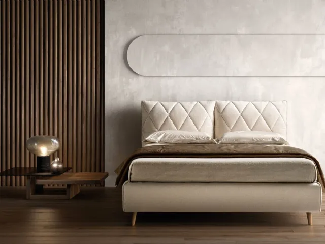 Padded bed with adjustable quilted headboard Soft by Bside.