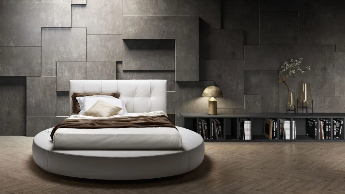 Round bed with quilted headboard Special by Bside
