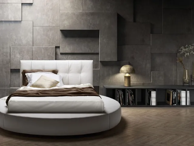 Round bed with quilted headboard Special by Bside