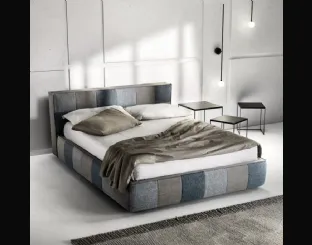 Upholstered quilted fabric bed Square by Bside.