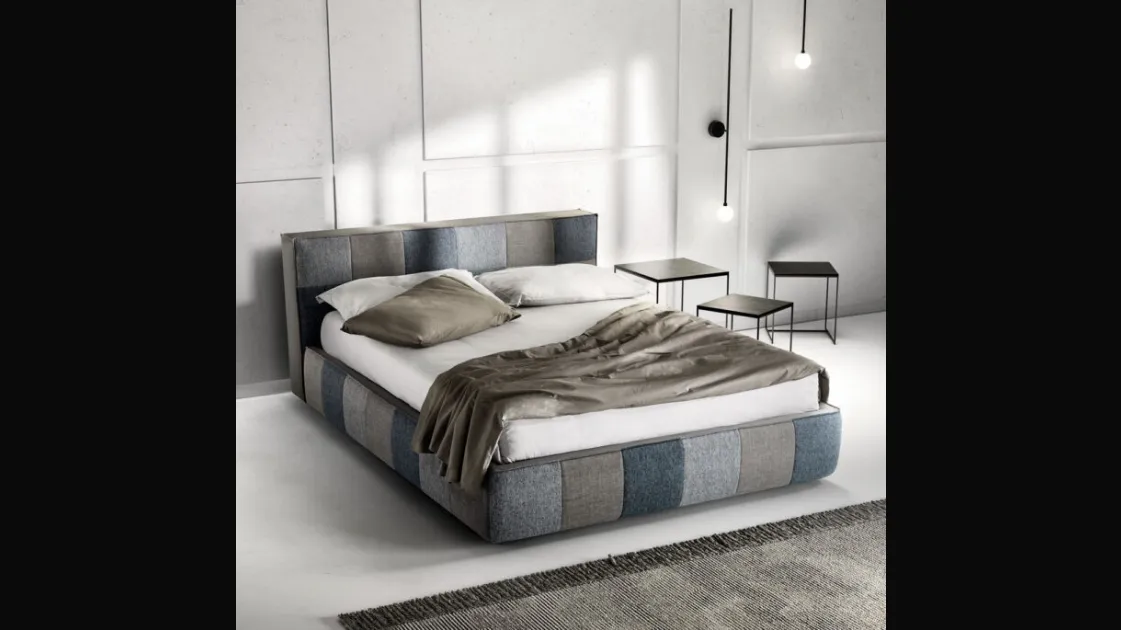 Upholstered quilted fabric bed Square by Bside.