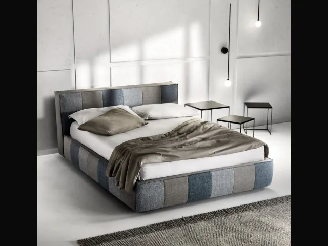Upholstered quilted fabric bed Square by Bside.