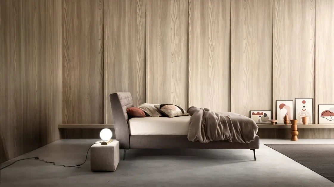 Upholstered fabric bed with quilted headboard Stick by Bside.
