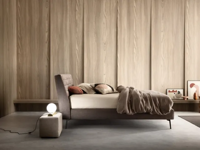 Upholstered fabric bed with quilted headboard Stick by Bside.