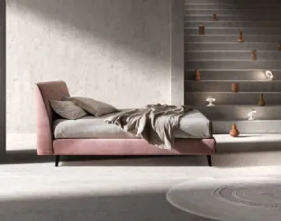 Wooden bed frame completely padded and upholstered in Time fabric by Bside.
