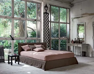 Fabric reversible bed with Twin Double headboard by Veneran.