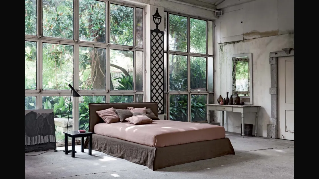 Fabric reversible bed with Twin Double headboard by Veneran.