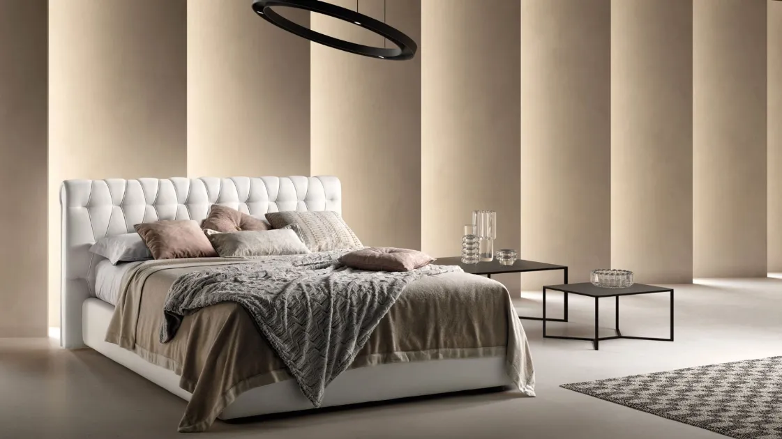 Leatherette bed with quilted headboard Unique by Bside
