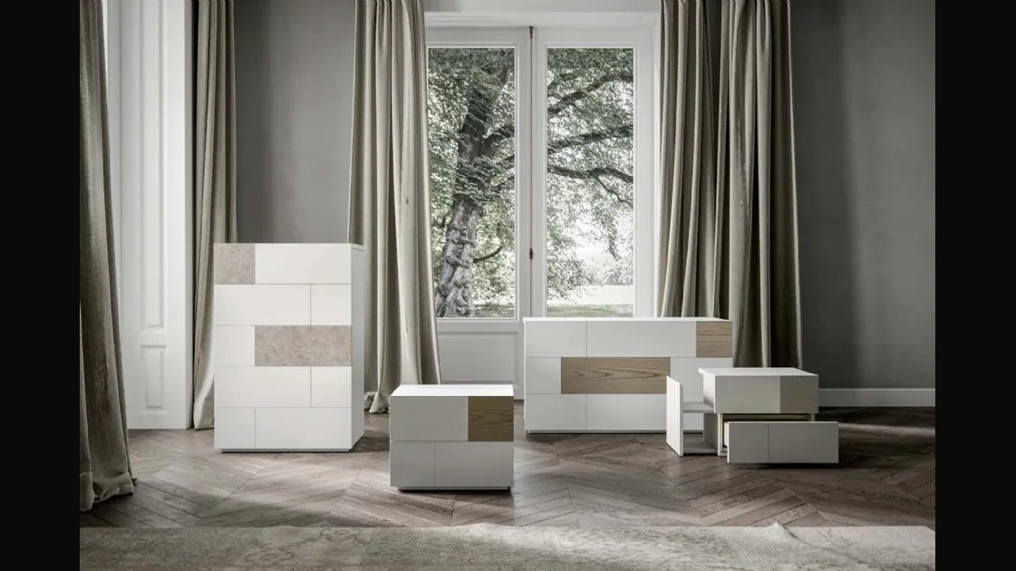 Alvin Night Group lacquered with wooden or resin inserts by Veneran.