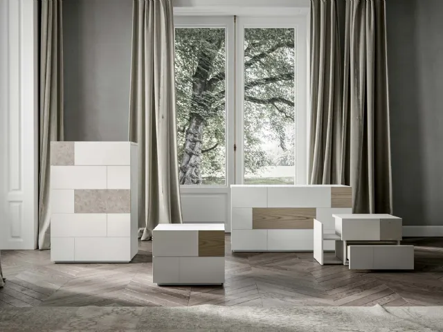 Alvin Night Group lacquered with wooden or resin inserts by Veneran.